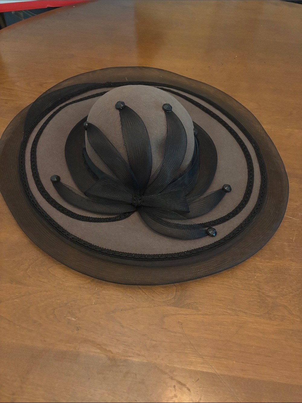 Vintage 70s 80s Deborah NY Kentucky Derby Dress Hat Sheer Wide Brim Deadstock